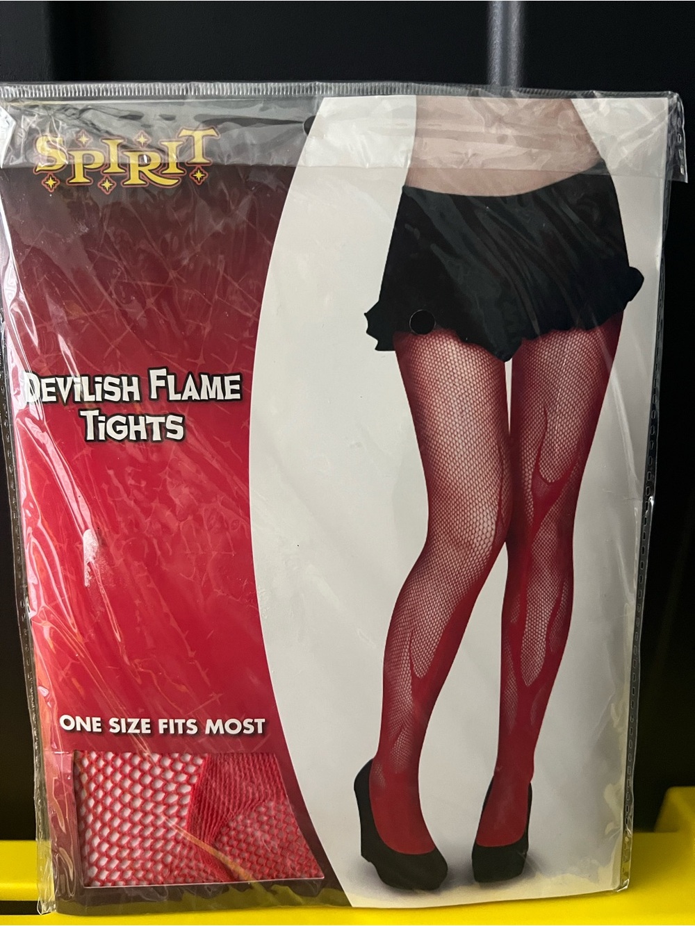 Spirit Devilish Flame Red Fishnet Tights Devil Halloween costume NEW OSFM